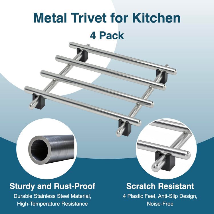 4Pcs Stainless Steel Trivet for Hot Dishes (4 Count)