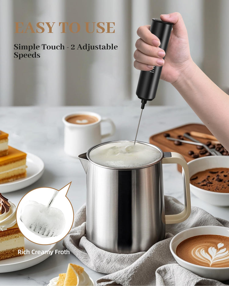 Rechargeable Milk Frother with Cover