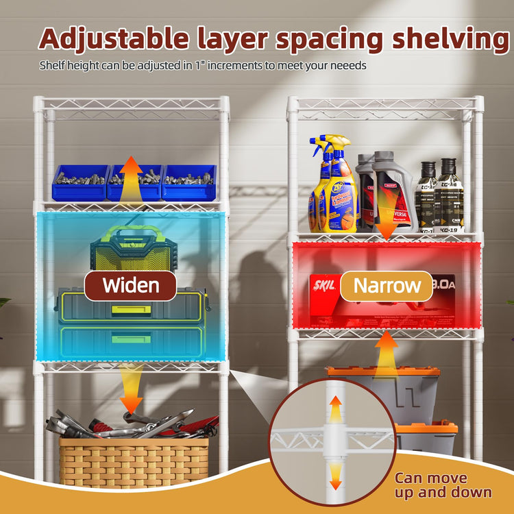 4 Small Wire Shelves Kitchen Pantry Close Home Organizers and Storage Bathroom Shelf Laundry Room Organization Adjustable Book Metal Garage Shelving Unit