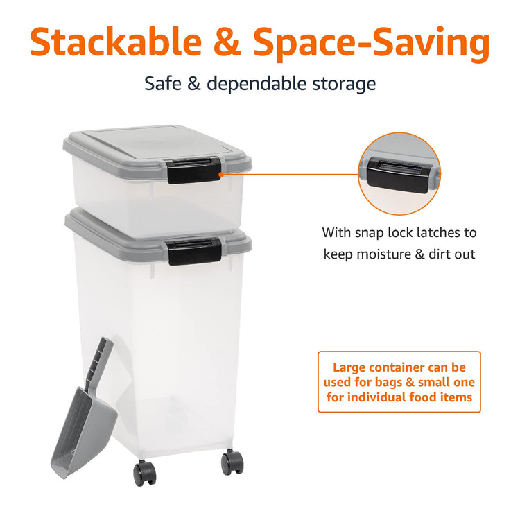 3 Piece Airtight Pet Food Storage Container Combo with Scoop (3 Count)