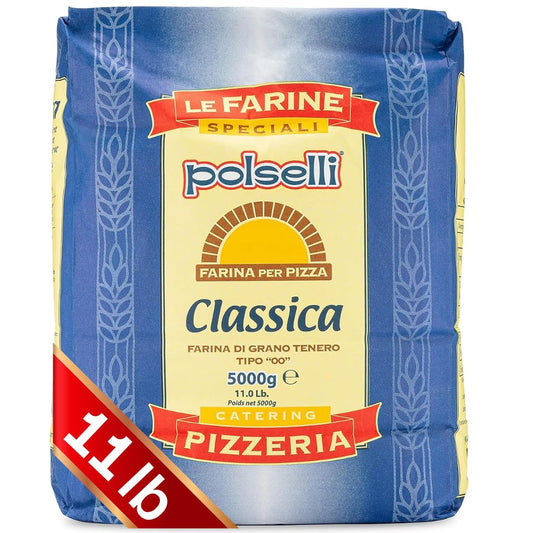 POLSELLI Classica, Tipo "00" Double Zero Flour Extra Fine, 11 lbs (5 kg), Neapolitan Italian Pizza, Bread, Pasta, and more, All Natural, Unbleached, Unbromated, No Additives - Nestoria