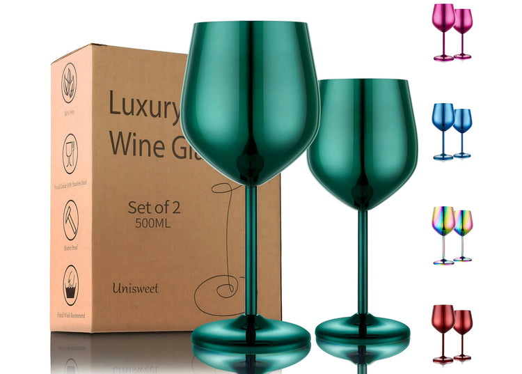 Unbreakable Stainless Steel Wine Glasses Set of 2 (2 Count)