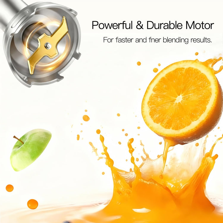 5-in-1 Hand Blender, Powerful Immersion Stick Blender with Titanium Reinforced Blades, 12-Speed Control, Includes Chopper, Beaker, Whisk & Frother for Smoothies & Baby Food