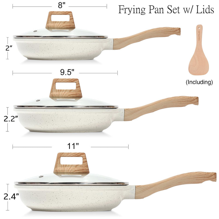 Nonstick Ceramic Frying Pans Skillets Set with Lids