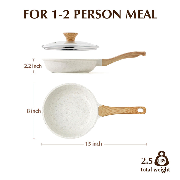 8Inch Nonstick Ceramic Frying Pan with Lid