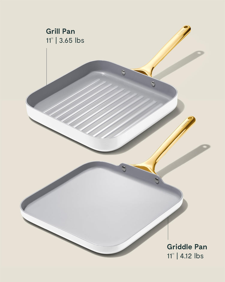 11" Non Stick Square Griddle Pan and Grill Pan Duo (2 Count)