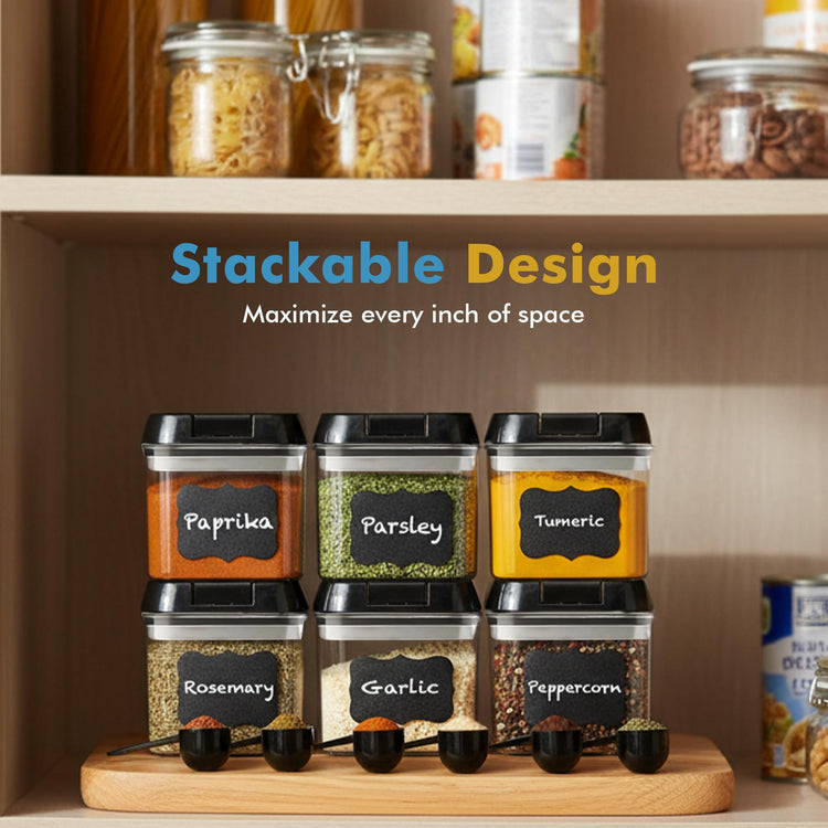 6PC (0.5L, 2.1 Cup, 17oz) Airtight Food Storage Containers + 6 Spoons (6 Count)
