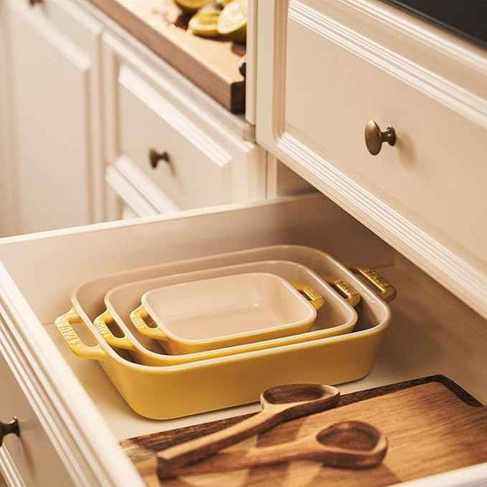 STAUB Ceramic 3-pc Rectangular Baking Dish Set - Citron