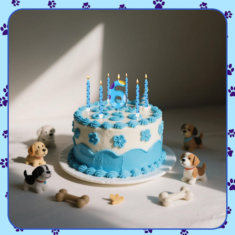 13PCS Blue Dog Paw Birthday Candles Set Cake Topper Numeral Birthday Candles for Boy Girl Dog Paw Decoration (13 Count)