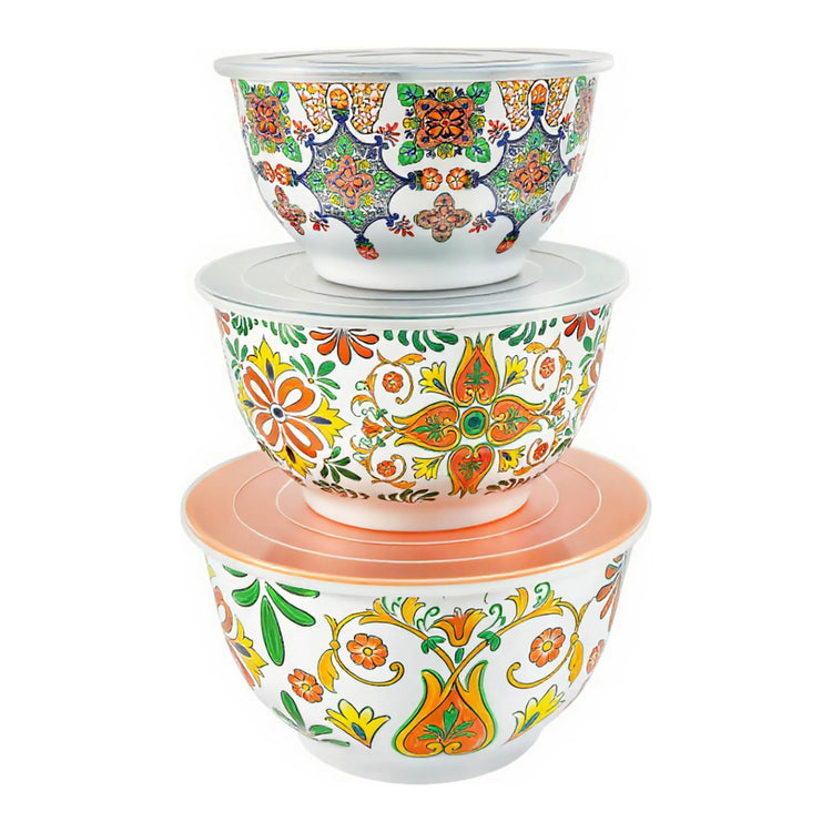 Melamine Mixing Bowl Set with Lids (3 Count)