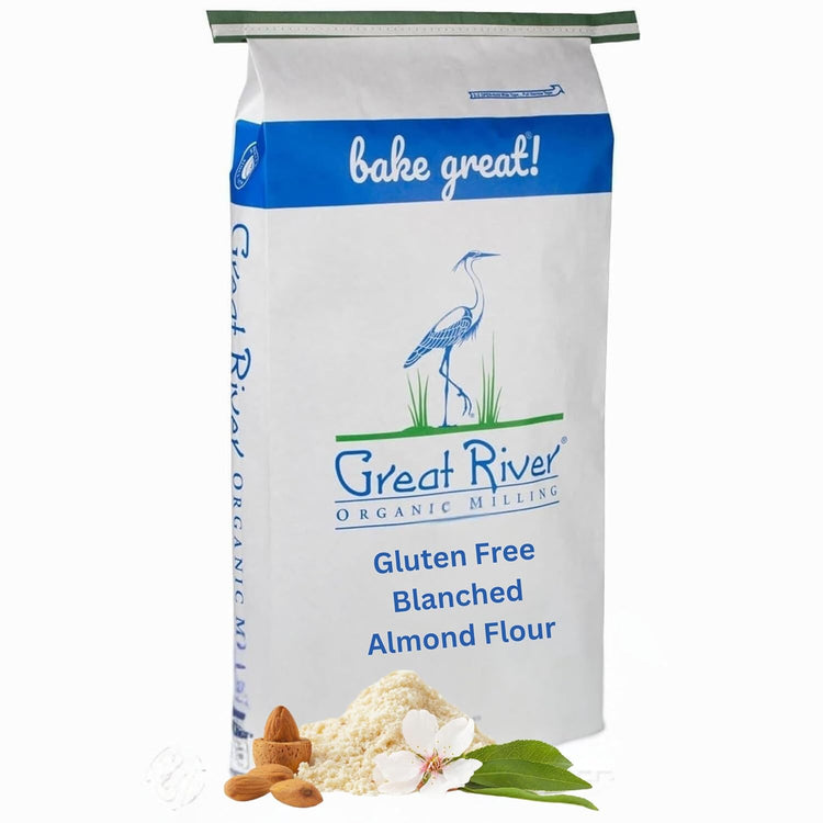 Great River Organic Milling Conventional Blanched Almond Flour | Finely Ground Gluten-Free Baking Alternative | Made from Whole Blanched Almonds | Non-GMO, Glyphosate Free, Kosher | 25 Lb (Pack of 1) - Nestoria