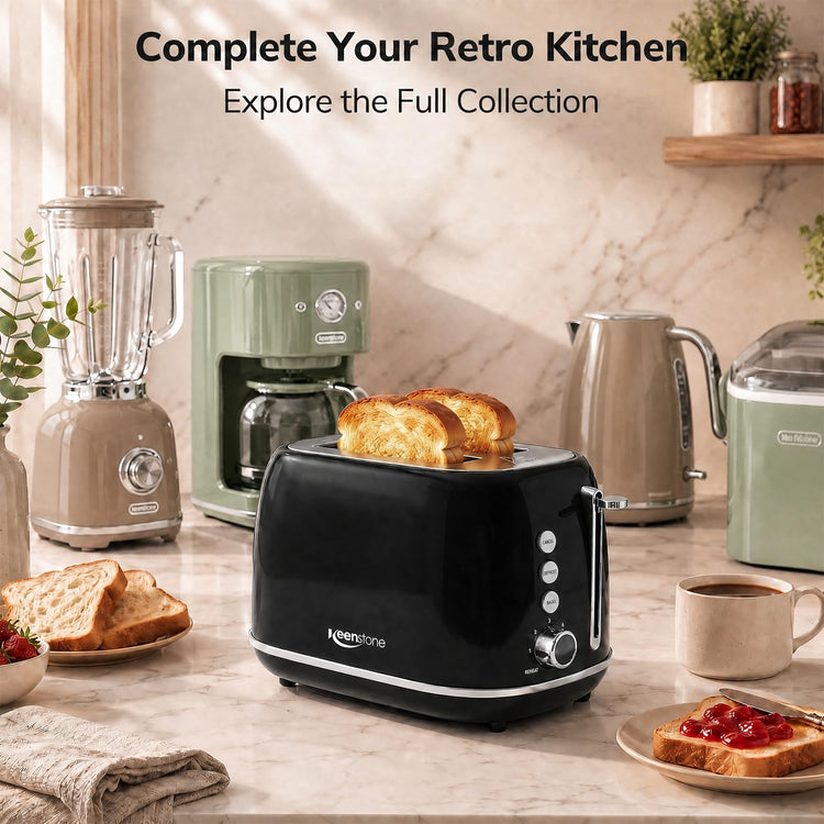 2 Slice Retro Stainless Steel Toaster with Bagel