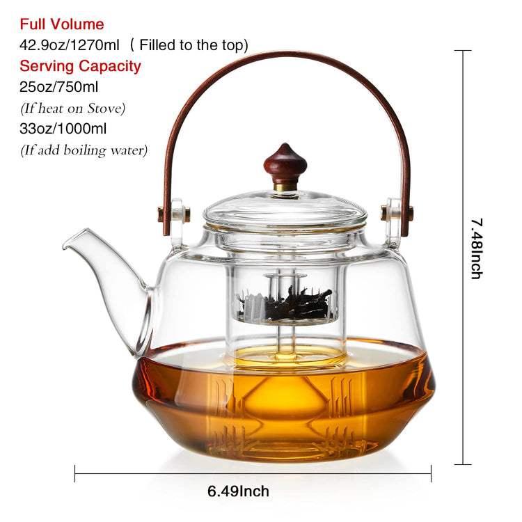 40oz Glass Teapot with Anti