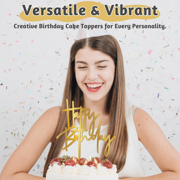 1PCS Gold Birthday Cake Topper