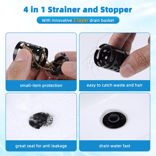 Universal Bathroom Sink Drain Stopper Hair Catcher