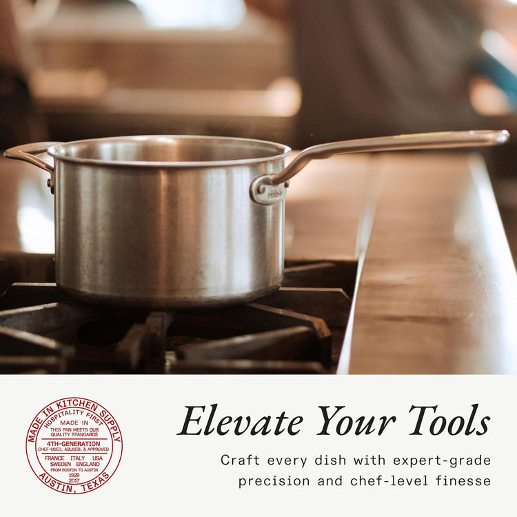 Made In Cookware - 4 Quart Stainless Steel Saucepan with Lid - 5 Ply Stainless Clad Sauce Pan - Professional Cookware - Crafted in Italy - Induction Compatible - Nestoria