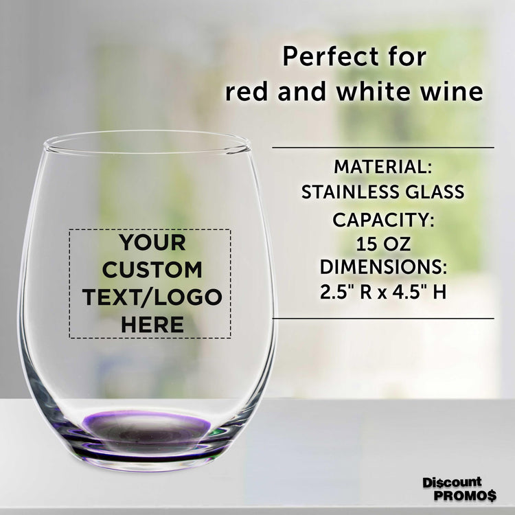Custom Stemless Wine Glasses in Bulk by ARC Perfection (100 Count)