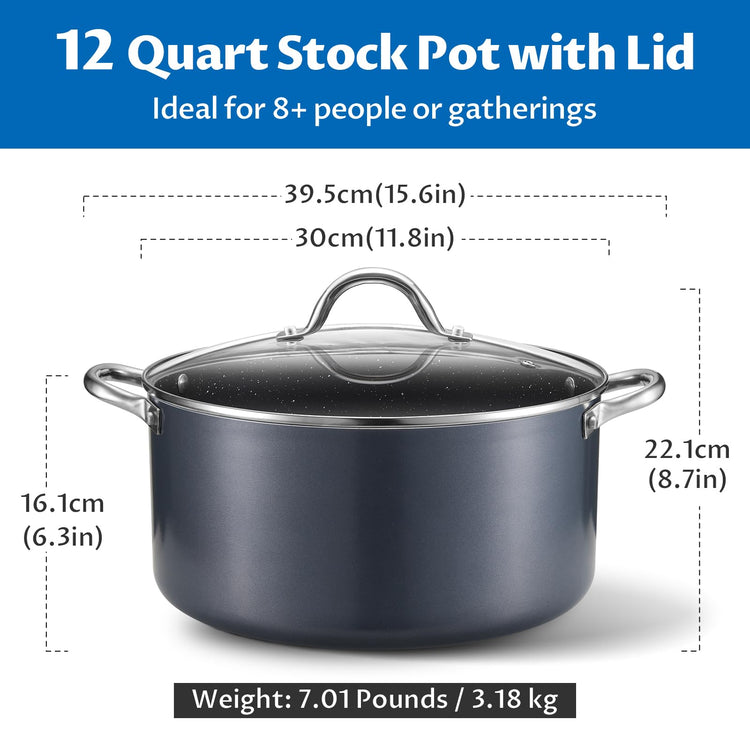 12 Quart Nonstick Stock Pot with Lid