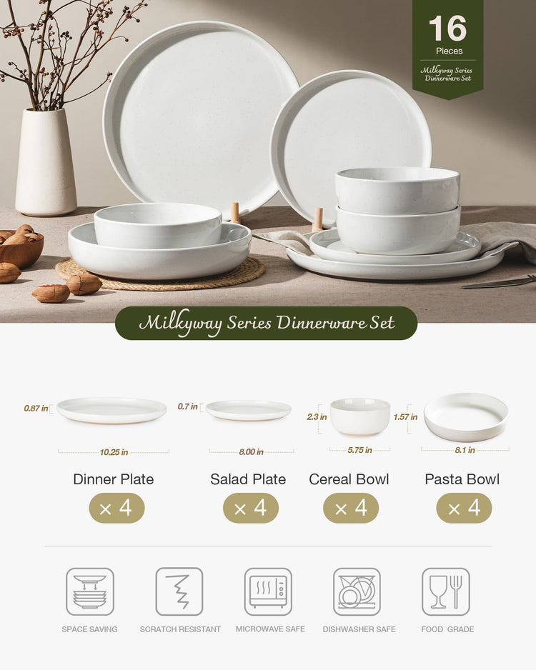 Milkyway 16 Piece Stoneware Plates and Bowls (4 Count)