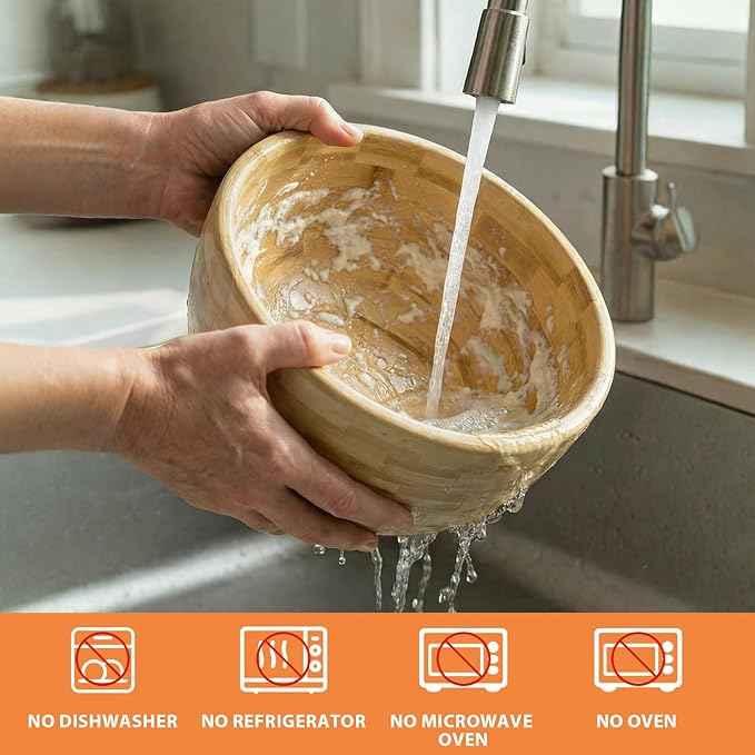 5 Qt Solid Wood Mixing Bowl Compatible with KitchenAid Tilt-Head Stand Mixer, Handcrafted Natural Wooden Bowl for 4.5-5 Qt K45SS KSM75 KSM150, Ideal for Bread Dough & Salads (Pale Yellow)