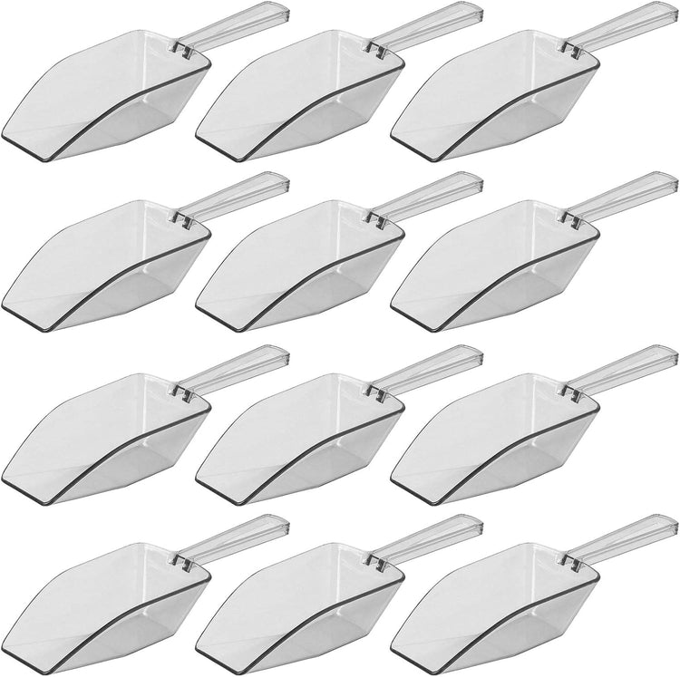 Clear Mini Plastic Acrylic Scoops 12 Pcs | 5.5” Kitchen Scoop | Wedding Desserts | Candy Buffet, Ice Cream, Protein Powders, Coffee, Tea, Flour (12 Pack, 5.5")