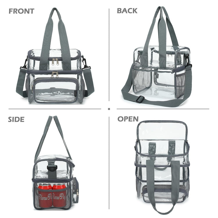 Clear Bag Double Decker for Stadium Events With Shoulder Strap for Women