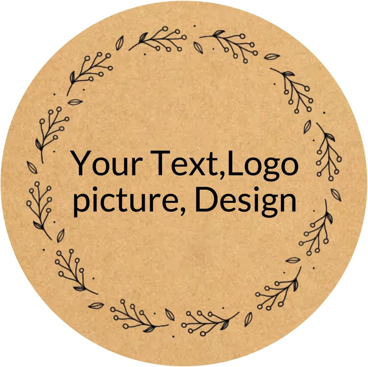 Custom Stickers Kraft Paper Labels Personalized Withe Text, Business Logo Customized Food Jars Labels Bakery Label Sticker Package Favor Canning Circle 100pcs (Style 2)