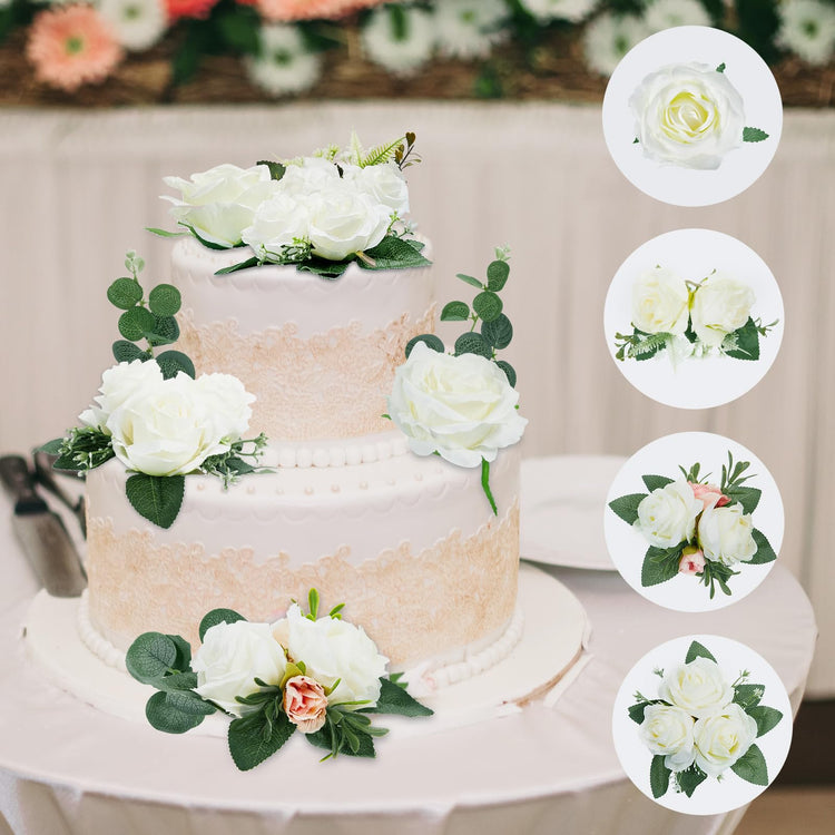 9 Pcs Flower Cake Topper Boho Cake Decorations Eucalyptus Flowers Floral Decorations for Women Wedding Birthday Party Anniversary