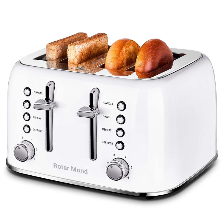 Toaster 4 Slice Retro Stainless Steel with Extra Wide Slots Bagel