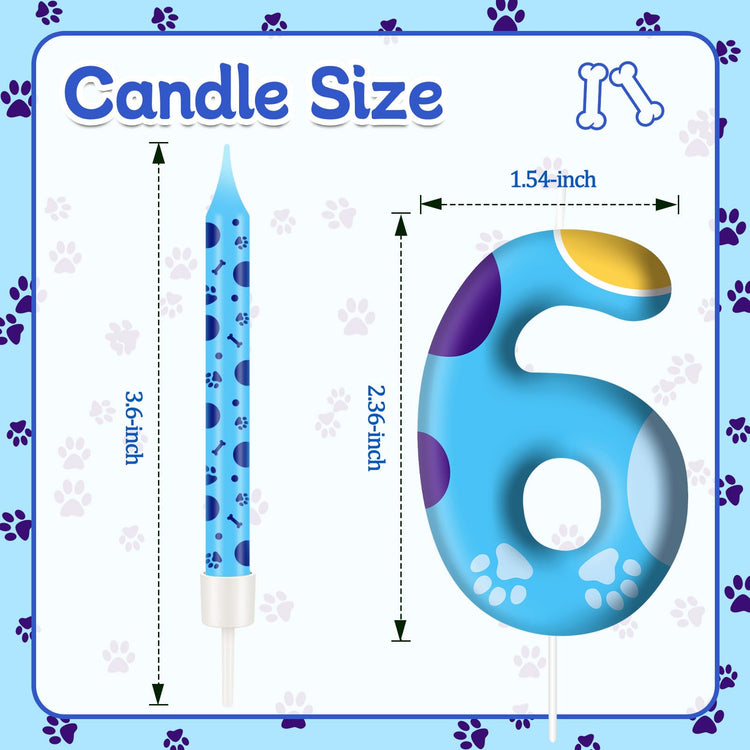 13PCS Blue Dog Paw Birthday Candles Set Cake Topper Numeral Birthday Candles for Boy Girl Dog Paw Decoration (13 Count)