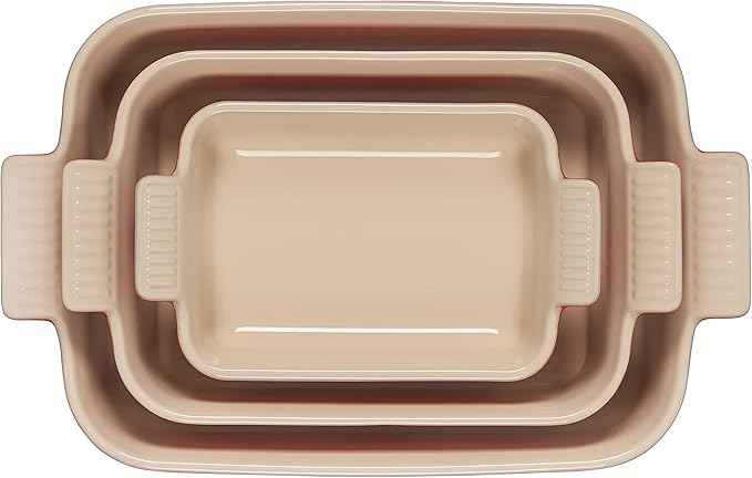 Le Creuset Stoneware Heritage Set 3 Rectangular Dishes, Cerise