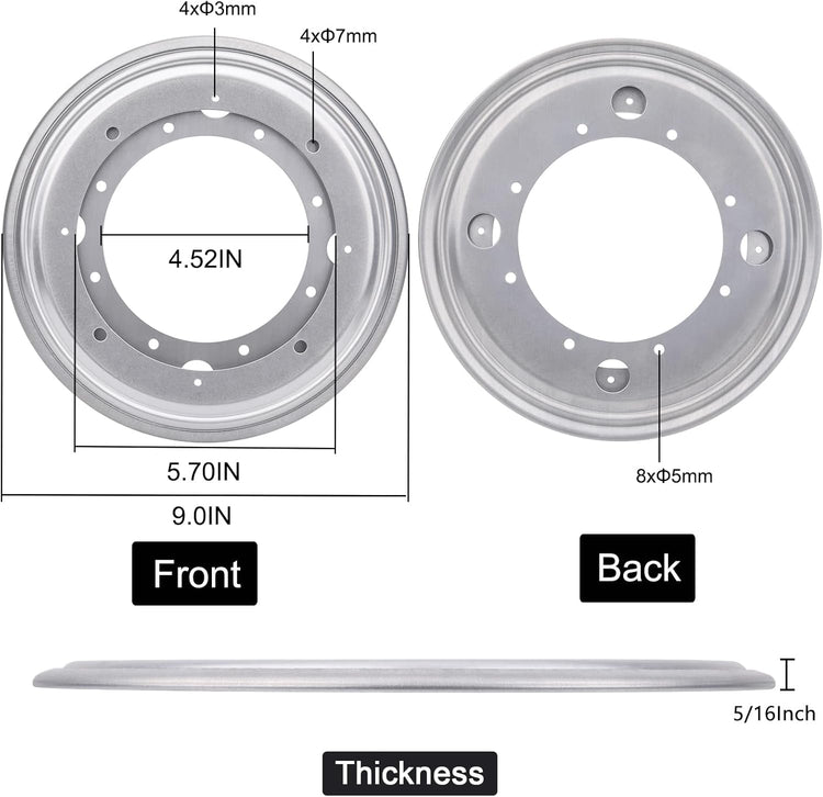 9" Round Lazy Susan Turntable Bearing Plate 5/16”Thick Lazy Susan Hardware, Rotating Swivel Plate with 750 lb Load Capacity, Lazy Susan Turntable Base for Table, Serving Tray, Kitchen