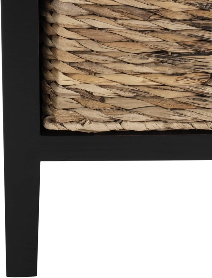 SAFAVIEH Home Collection – Michaela Distressed Black Storage Unit with Woven Basket Drawers, British Colonial Farmhouse Accent Storage, Fully Assembled (AMH5744A)