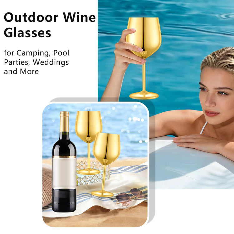 Unbreakable Stainless Steel Wine Glasses Set of 2 (2 Count)