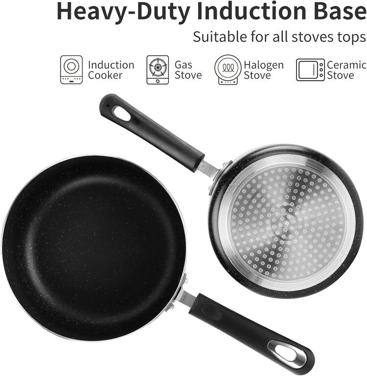 Nonstick Saucepan Set with Lid, Non Stick 2Qt & 3Qt Sauce Pan Set with Glass Lid Small Pot for Home Kitchen