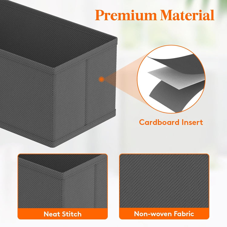 Lifewit 24 Pack Drawer Organizer, Dresser Underwear Drawer Organizer Bins, Foldable Fabric Closet Organizers, Storage Drawer Dividers, Dorm Room Essentials for Clothing, Socks, Towels, Ties Gray