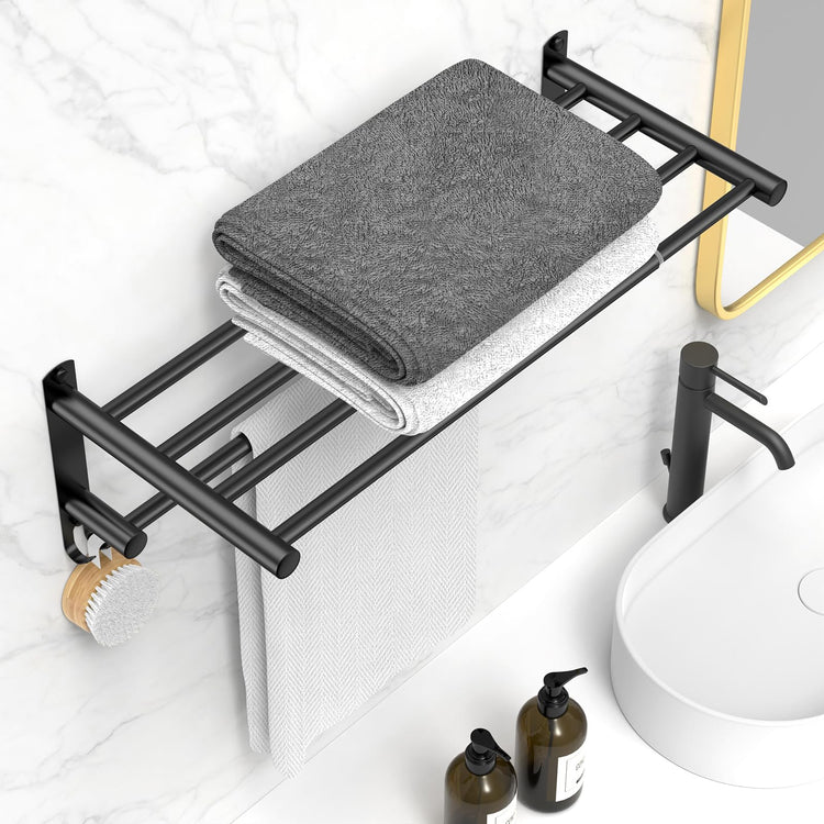 Black Adjustable Towel Bar for Bathroom Wall Mount17