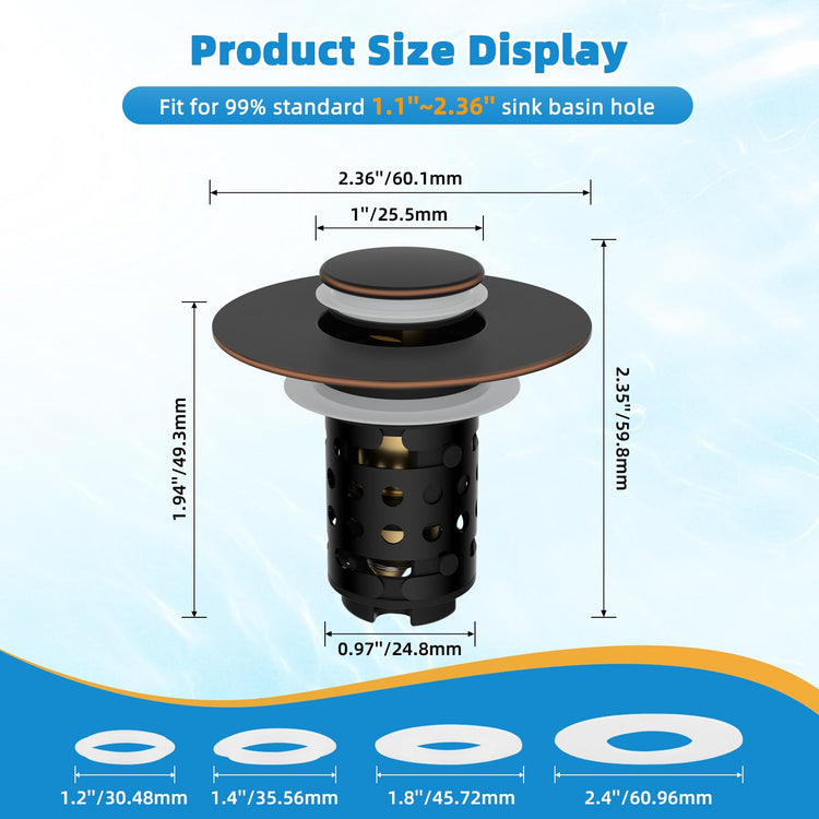2PCS Universal Bathroom Sink Drain Strainer Hair Catcher (2 Count)