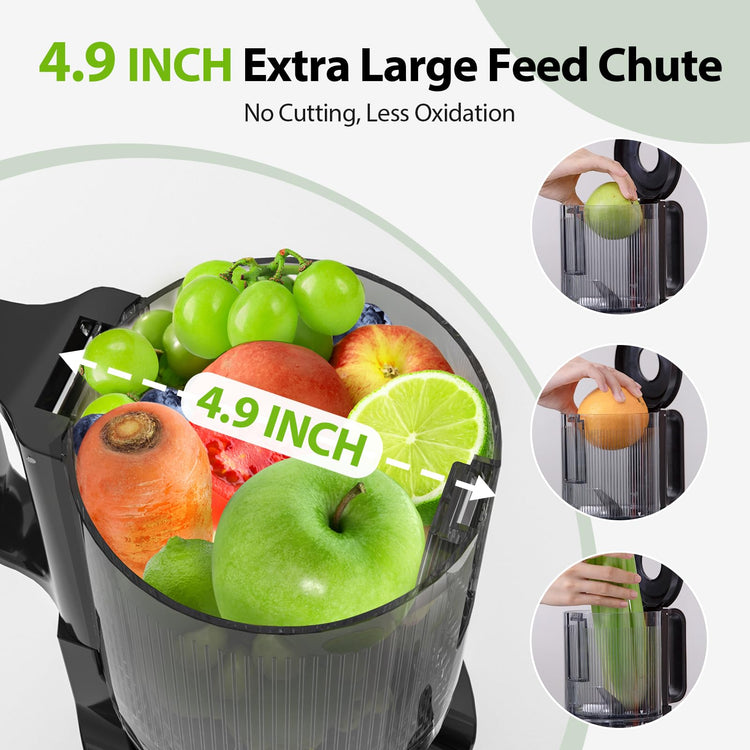 Cold Press Juicer with 4.9" Large Feed Chute