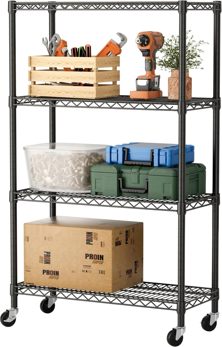 SINGAYE 4 Garage Heavy Duty Shelving Unit Kitchen Pantry Close Home Organizers and Storage Bathroom Shelf Laundry Room Organization Industrial Book Metal Wire Adjustable Shelves