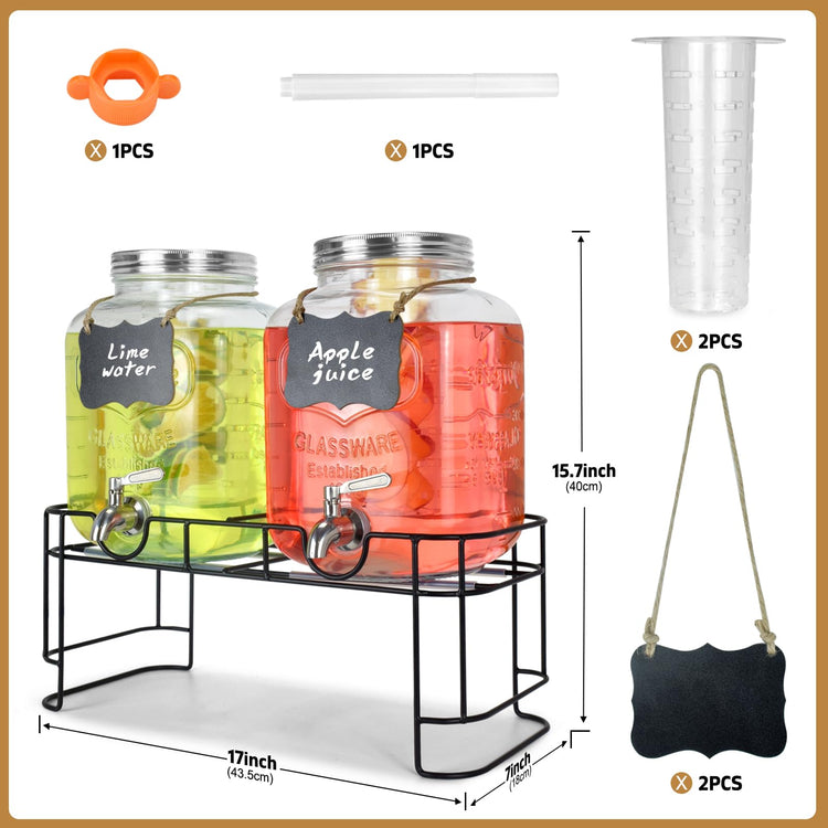 Gallon Glass Drink Dispensers For Parties 2PACK.1.5Gallon Beverage Dispenser (2 Count)