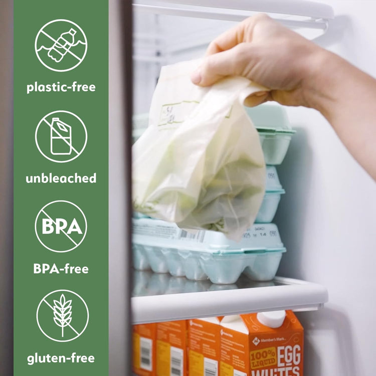 Earth's Natural Alternative Compostable Food Storage Bags, Reusable, Quart | Eco-Friendly | Freezer Safe | Resealable | 100 Count, Pack of 12