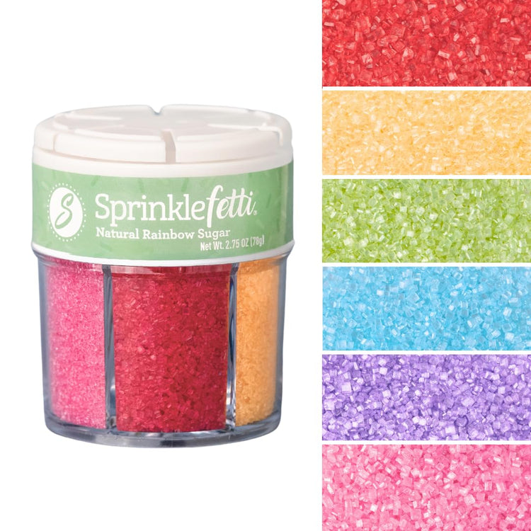 Dye Free Rainbow Decorating Sugar 6 Cell Jar (2.75 Ounce)