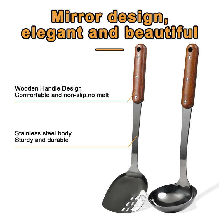 Stainless Steel Wok Spatula and Ladle Tool (2 Count)