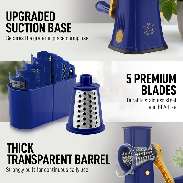 Rotary Cheese Grater 5 Blade Cheese Shredder
