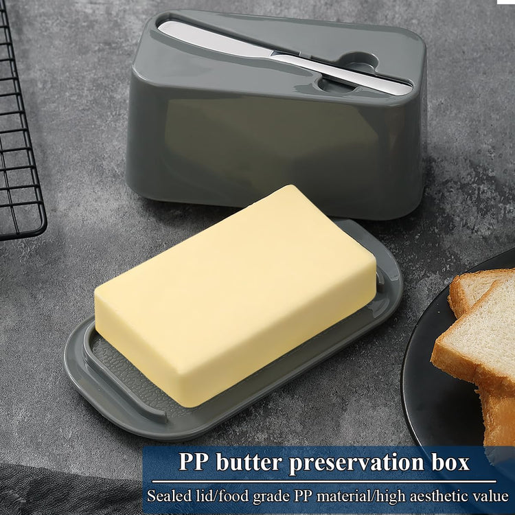 Butter Dish with Lid for Countertop and Refrigerator Door Shelf with Butter Spreader Knife