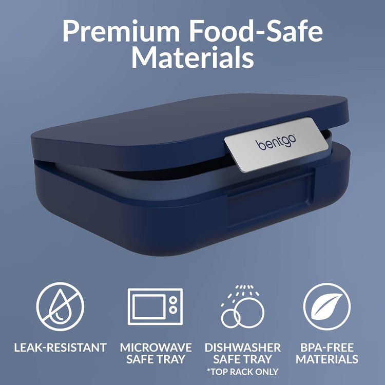Bentgo Modern - Adult & Teen Bento Lunch Box; 3-4 Compartments, Leak-Resistant, 5.5 Cup Capacity/44 fl oz, Improved Locking Clips, Reusable, BPA-Free, Dishwasher/Microwave Safe Tray (Navy)