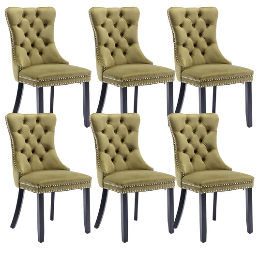 Olive Green Velvet Dining Chairs Set of 6 (6 Count)