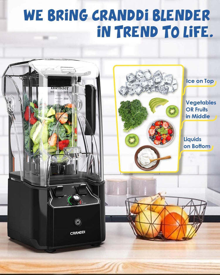 Quiet Commercial Blender with Soundproof Shield
