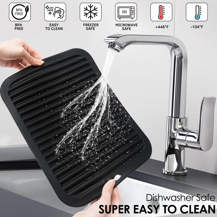 Black Silicone Trivet 16'' X 12'' Silicone Hot Pads for Kitchen Nonslip and Heat Resistant Hot Pads Trivets for Kitchen Quartz Countertops (Black)